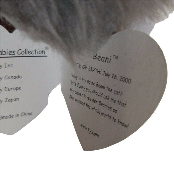 Ty Beanie Baby Beani the Grey Cat  kitten plush stuffed animal 8 inch - Picture 10 of 10